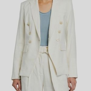 [Veronica Beard] Linen Blazer Lonny Dickey Jacket Winter White Sz8